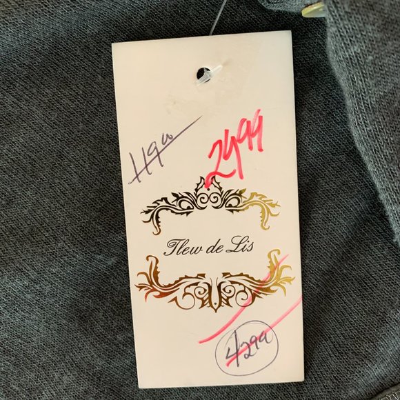 NWT Women's Flew de Lis Asymmetric Multicolor Gray Long Sleeve Medium Blouse - Picture 4 of 12